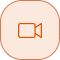 Orange video camera icon on dark background