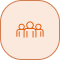 Orange group of people icon on dark background